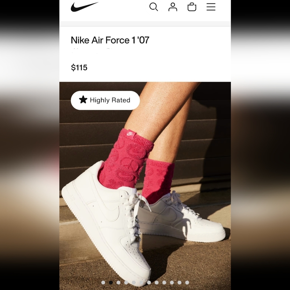 Nike Air Forse 1 Unisex Mens 7/Womens 8.5 White/Black Leather Sneakers - Picture 2 of 16